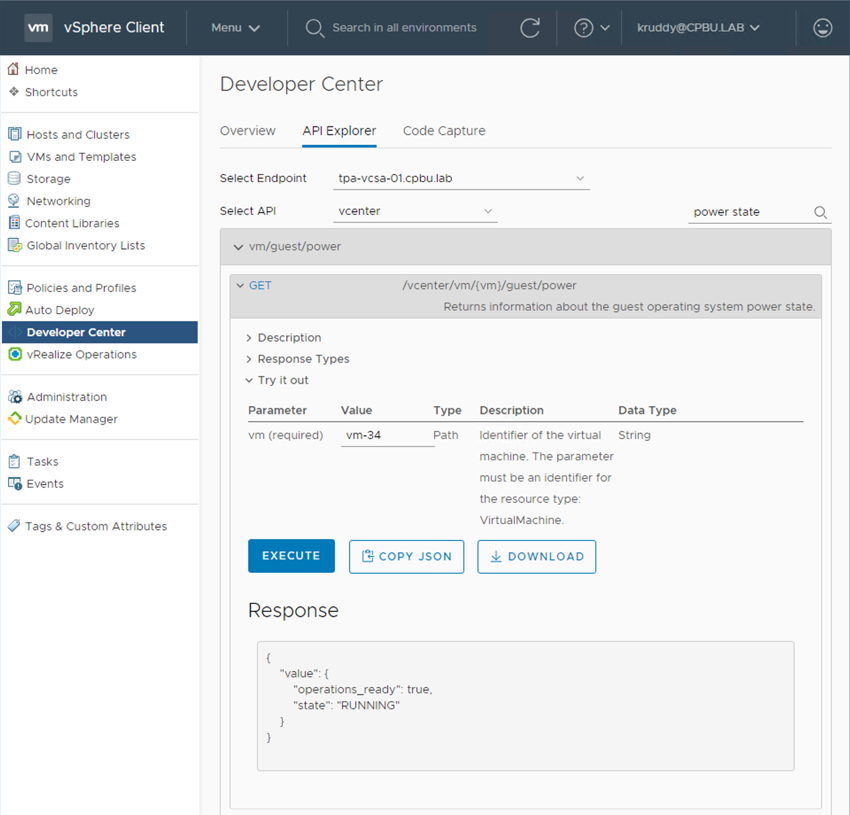 API Explorer - Response Interaction Buttons