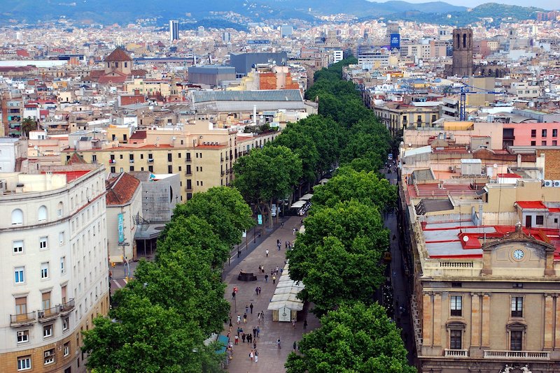 Las Ramblas in Barcelona. Img by oddvisor.com