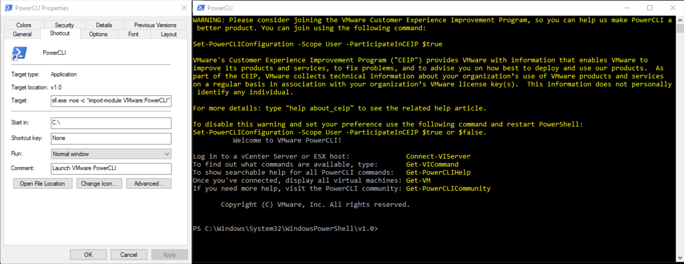 Recreating the PowerCLI Desktop Shortcut