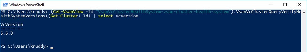 Example: Obtaining the version of vSAN Cluster