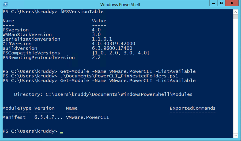 Fixing the nested PowerCLI folders on older versions of PowerShell