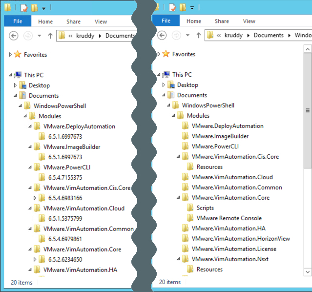 Directory Structure Before, left, and After, right