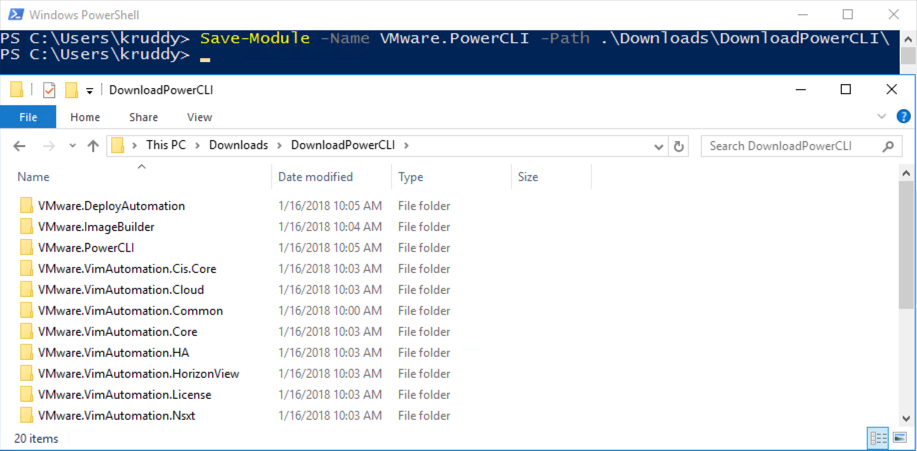 Save-Module Example and associated output