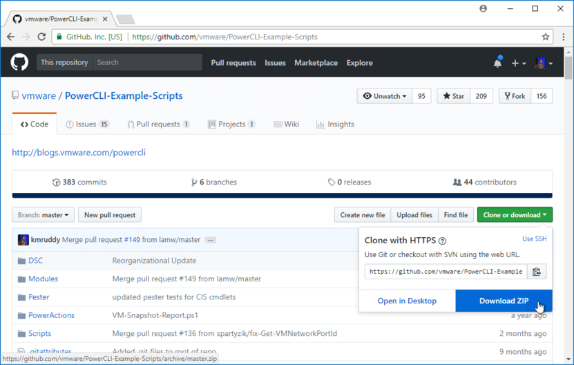 Download PowerCLI Community Repository to Local System