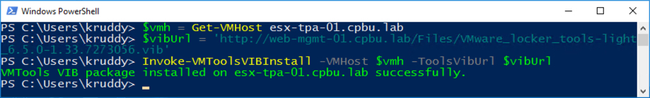 Example of updating the VMware Tools version that's available on the ESXi host