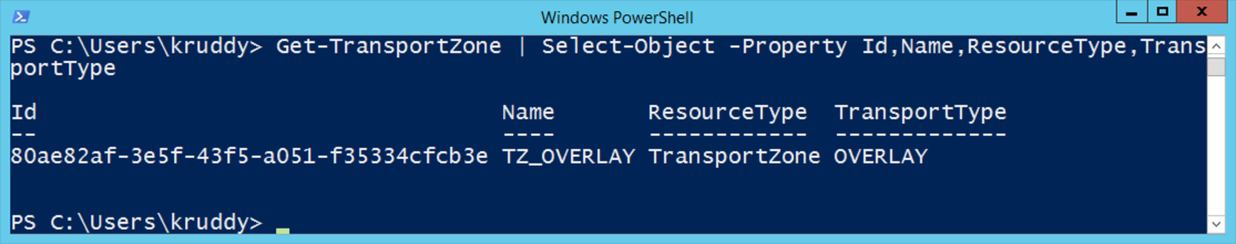 Example: simplified output for Get-TransportZone