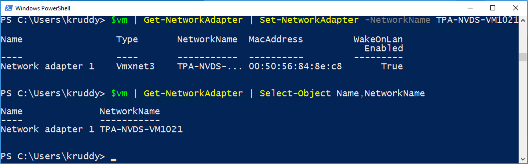 Example: Set-NetworkAdapter Usage