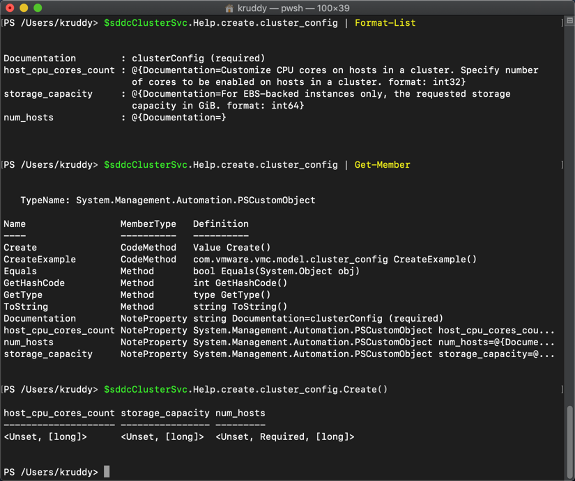 Example: Establishing the contents for the Cluster Config spec