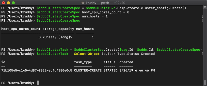 Example: Creating a new cluster with 1 host and only 8 CPU cores per host