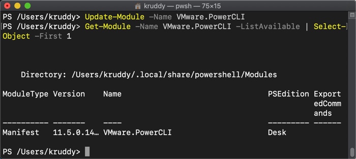 Example: Update to PowerCLI 11.5.0