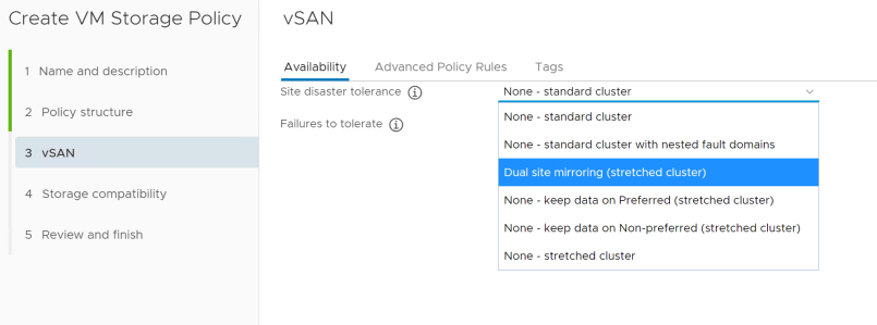 vSAN SPBM policies