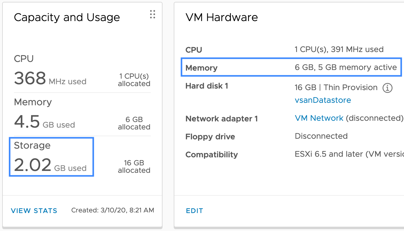 vSAN capacity reporting