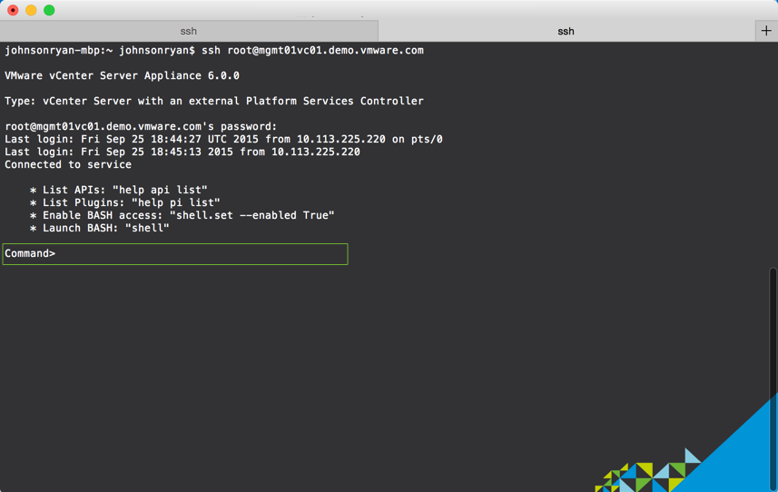 SSH into VCSA and Launch Default Appliance Shell