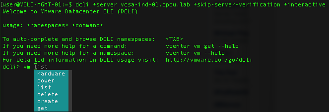 Showing Off DCLI's Tab Complete Functionality