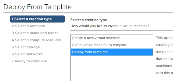 Deploy from template to get to Content Library templates