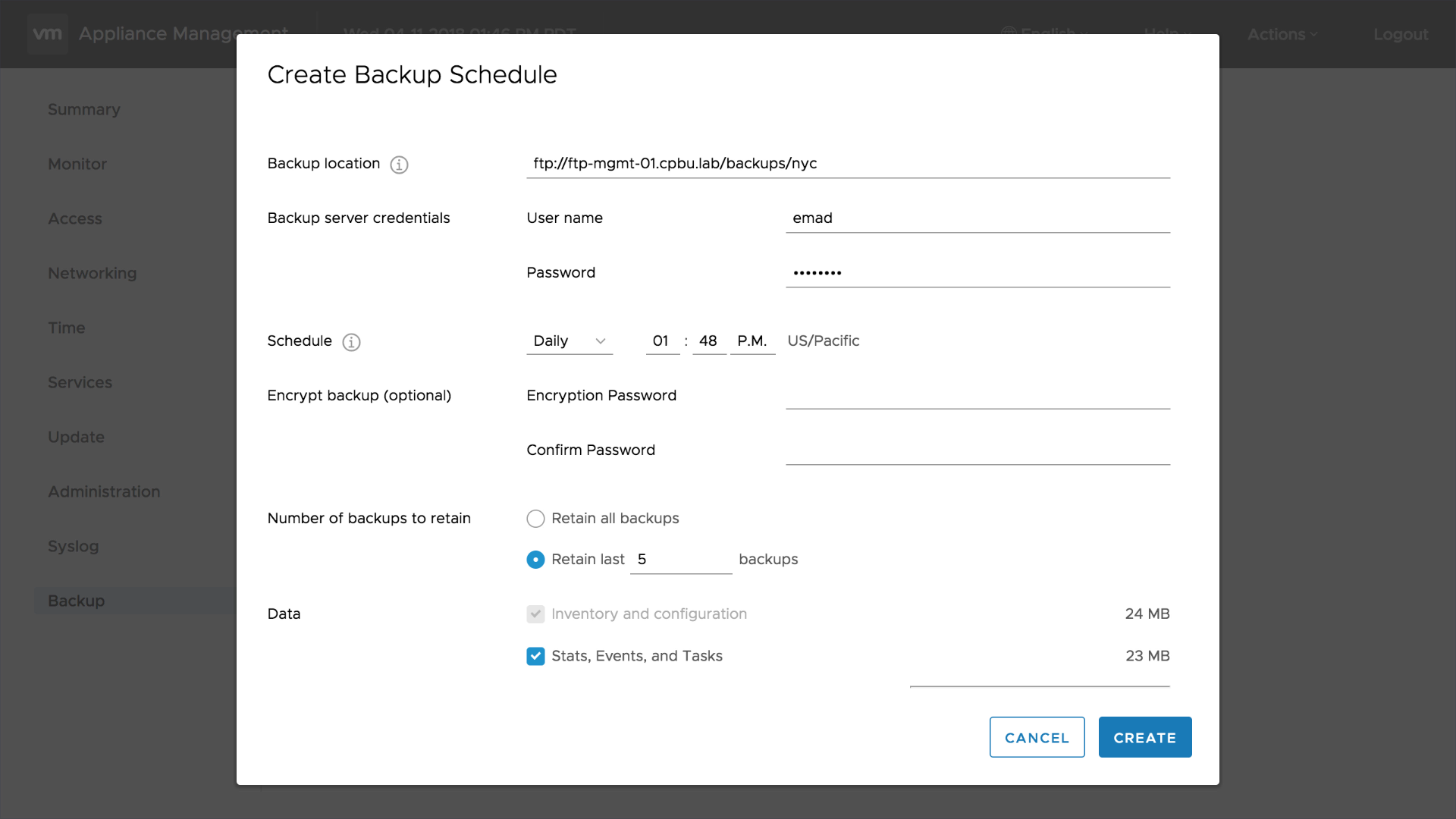 vCenter Server 6.7 Backup Scheduler