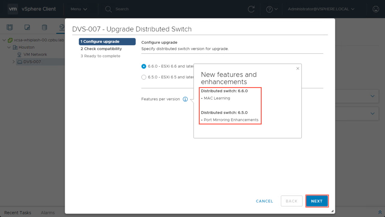 Upgrading vSphere Networking