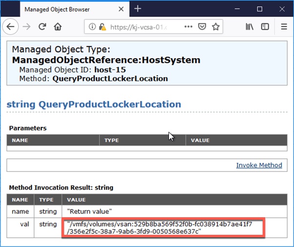 updated ProductLocker location on vSAN datastore