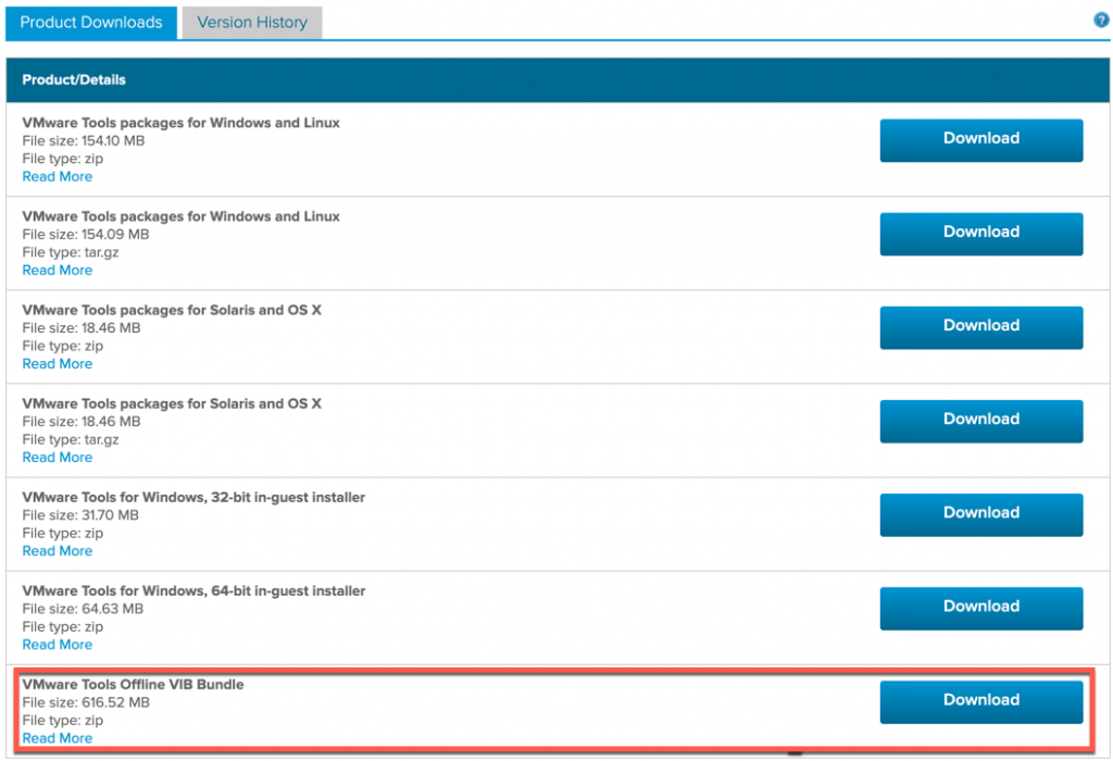 VMware Tools Offline VIB Bundle