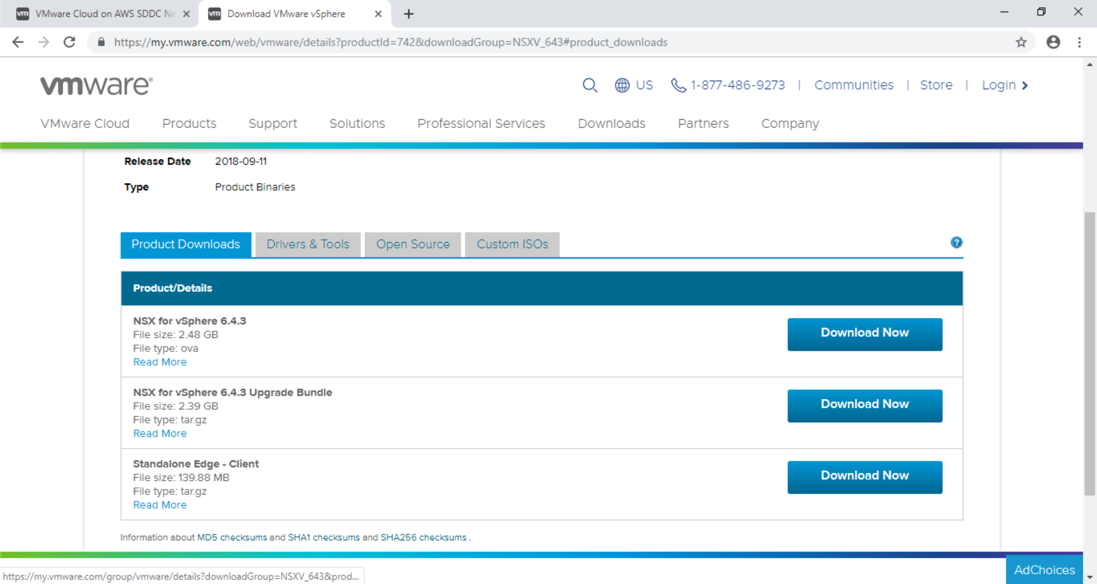 VMware Cloud on AWS Connectivity Standalone Edge Download