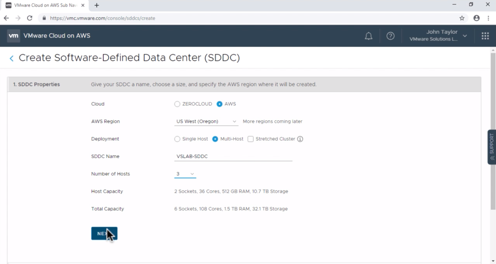 VMware Cloud on AWS First Steps - Deploy SDDC_3