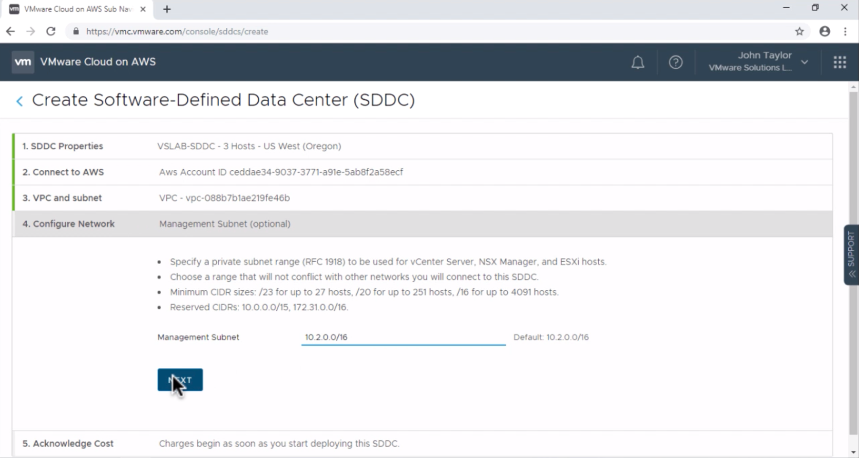 VMware Cloud on AWS First Steps - Deploy SDDC_8