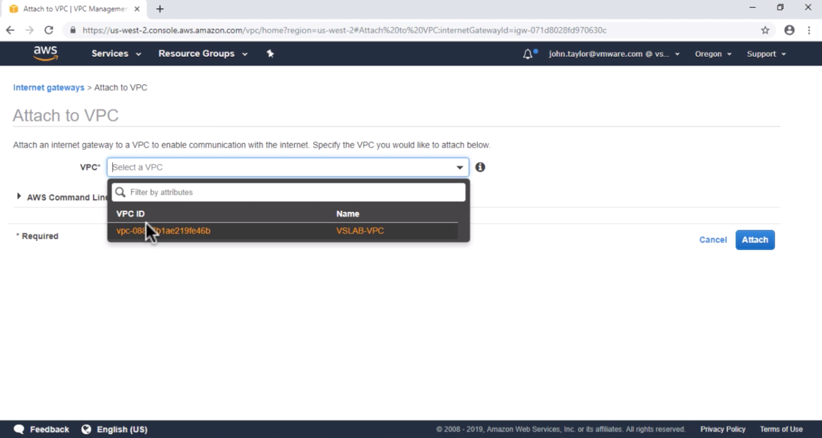 VMware Cloud on AWS First Steps - Setup VPC_5