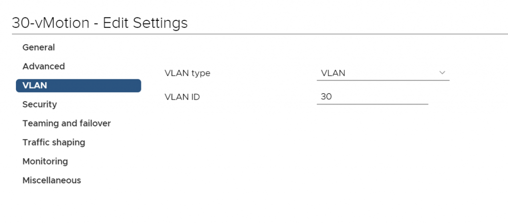 Configuring a VLAN on a port group