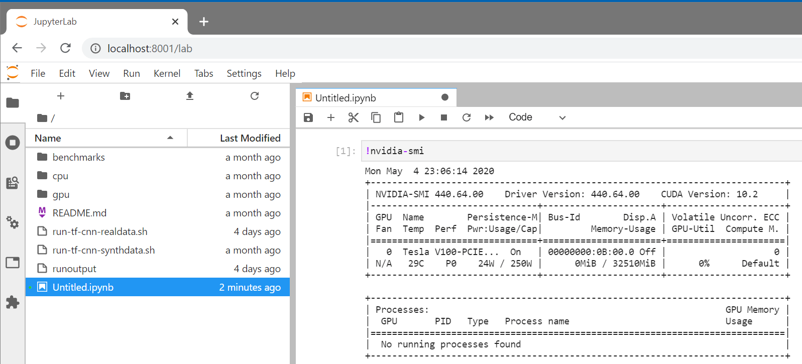 Bitfusion notebook runs nvidia-smi