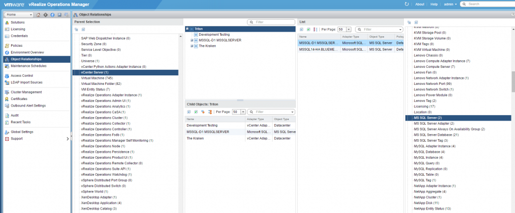 Figure 1 - Creating Relationship to vCenter Server