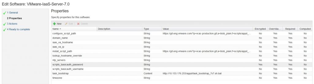 Software Component IaaS 7.0 Server properties