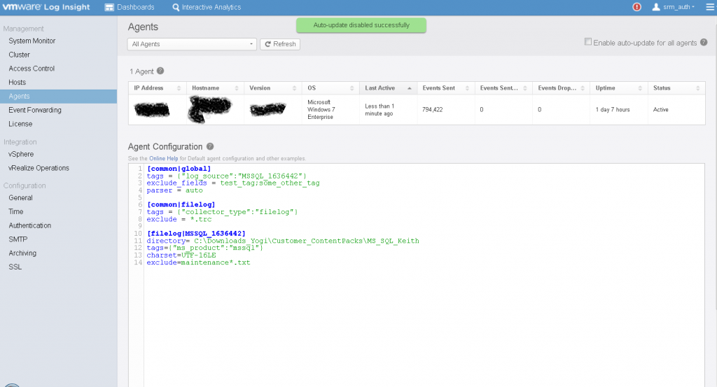 Simplifying agent config with global common options