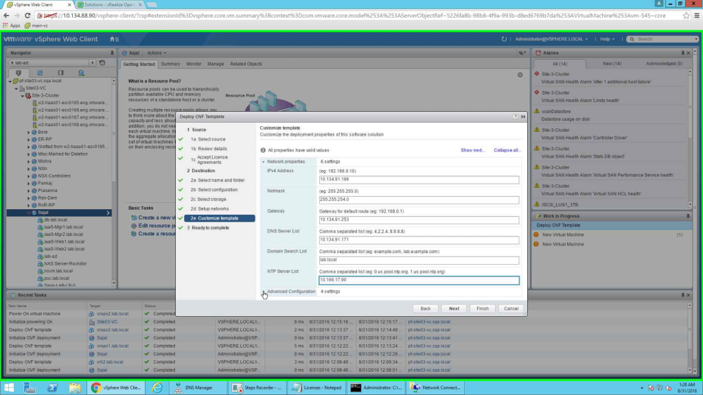 Network details input