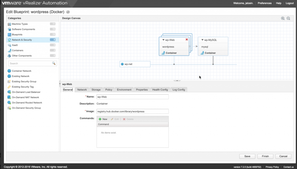 Containers in vRA 7.2