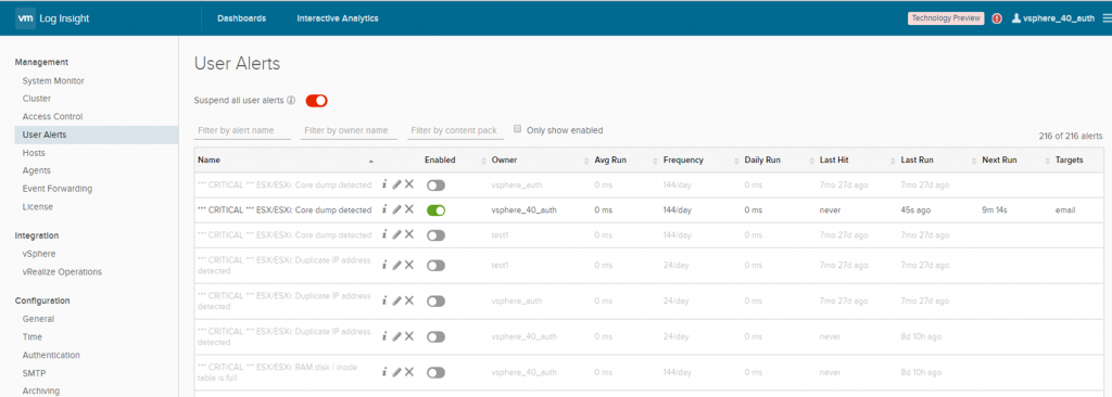 Admin alert management UI