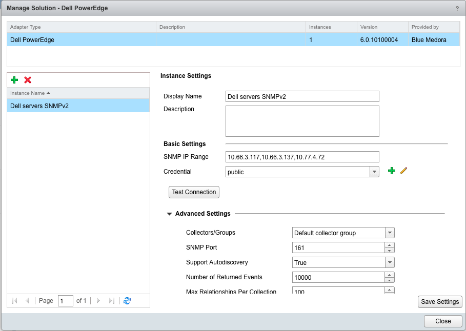 vROps dell poweredge management pack configuration