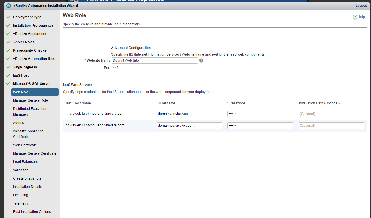 vRA Installation Wizard