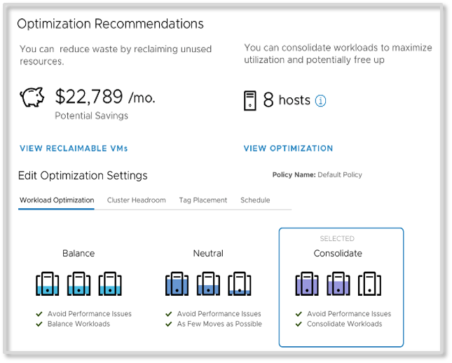 vRealize Operations 6.7 capacity analytics and cost savings