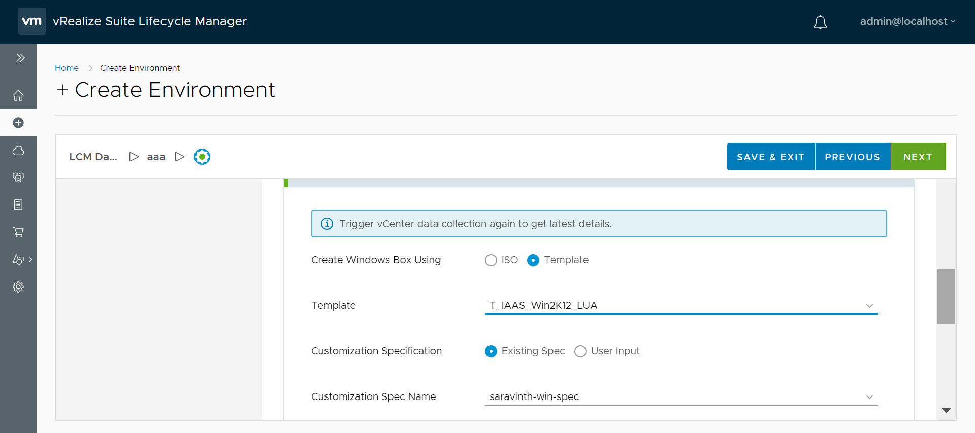 Template based deployment