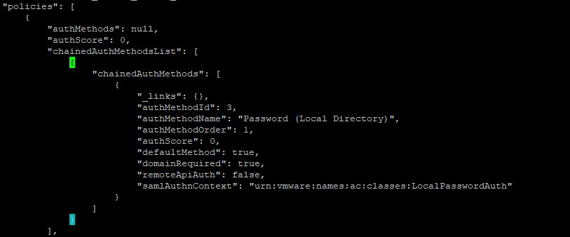 vRA Local Authentication access policies