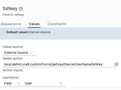 Custom Form Input Configuration - SshKey