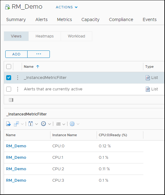 vRealize Operations views reports