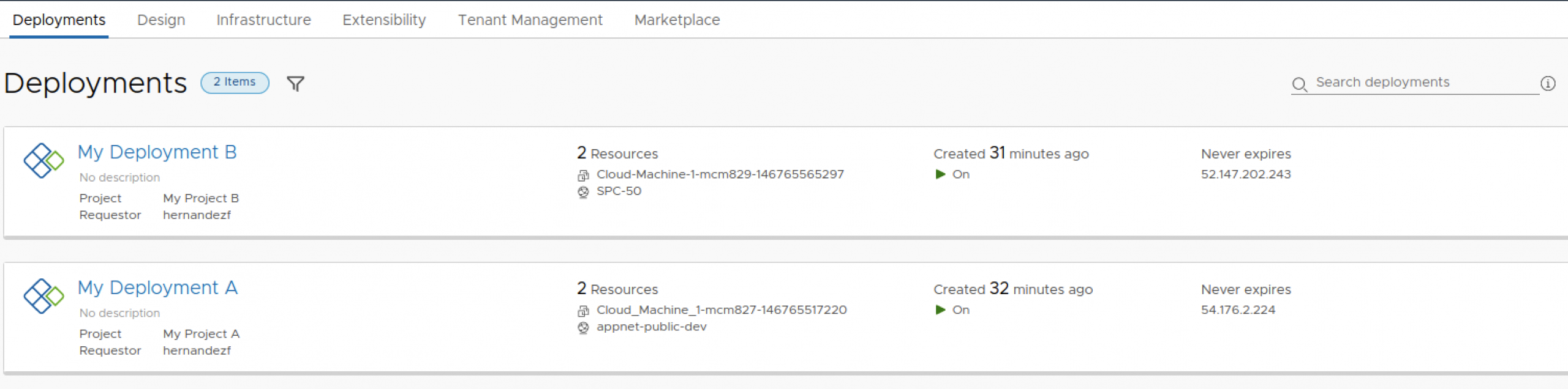 Deployment Project A and B