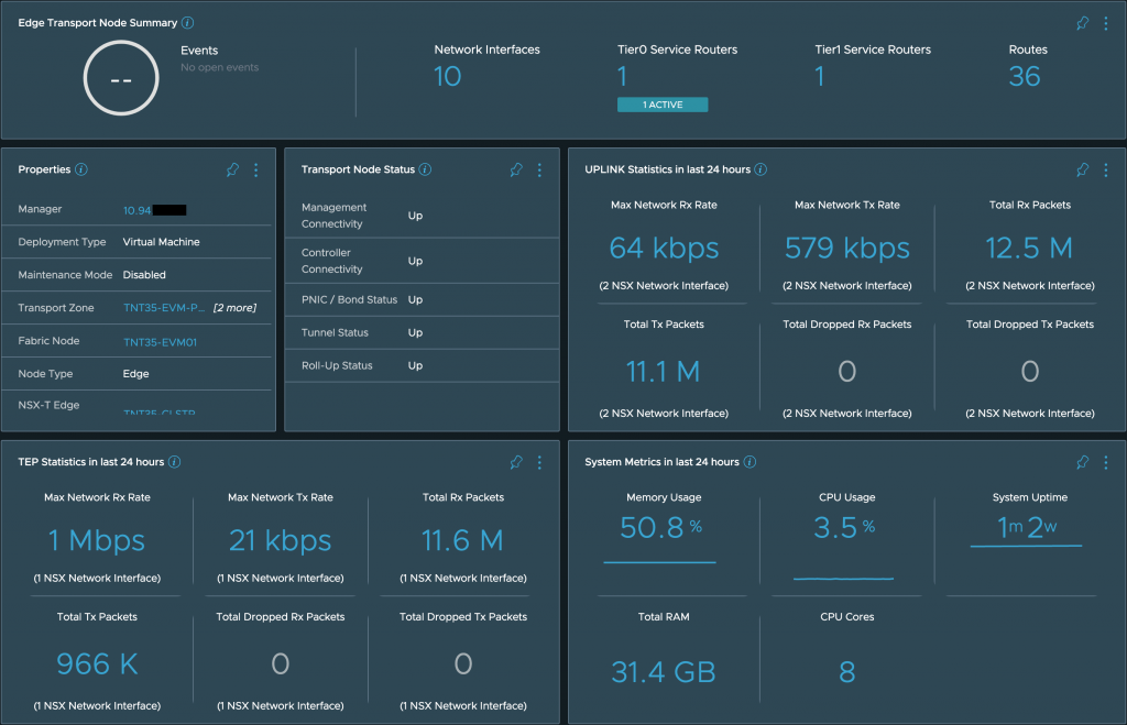 AVS NSX-T Edge Dashboard