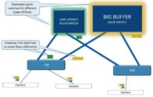 Figure 1: Elephants are detected at the edge of the network and signaled to the fabric through DSCP. Based on these code points, the fabric can treat elephant traffic differently from mice