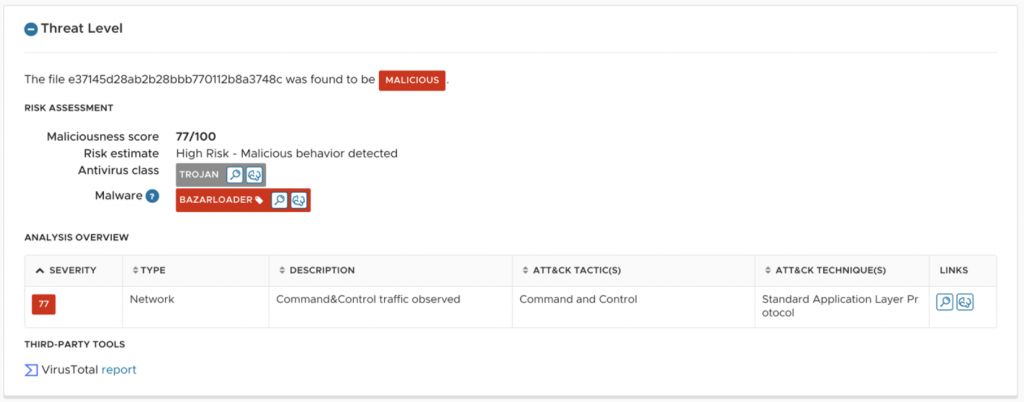 PCAP Analysis Detecting Resolution of the Bazar Domain