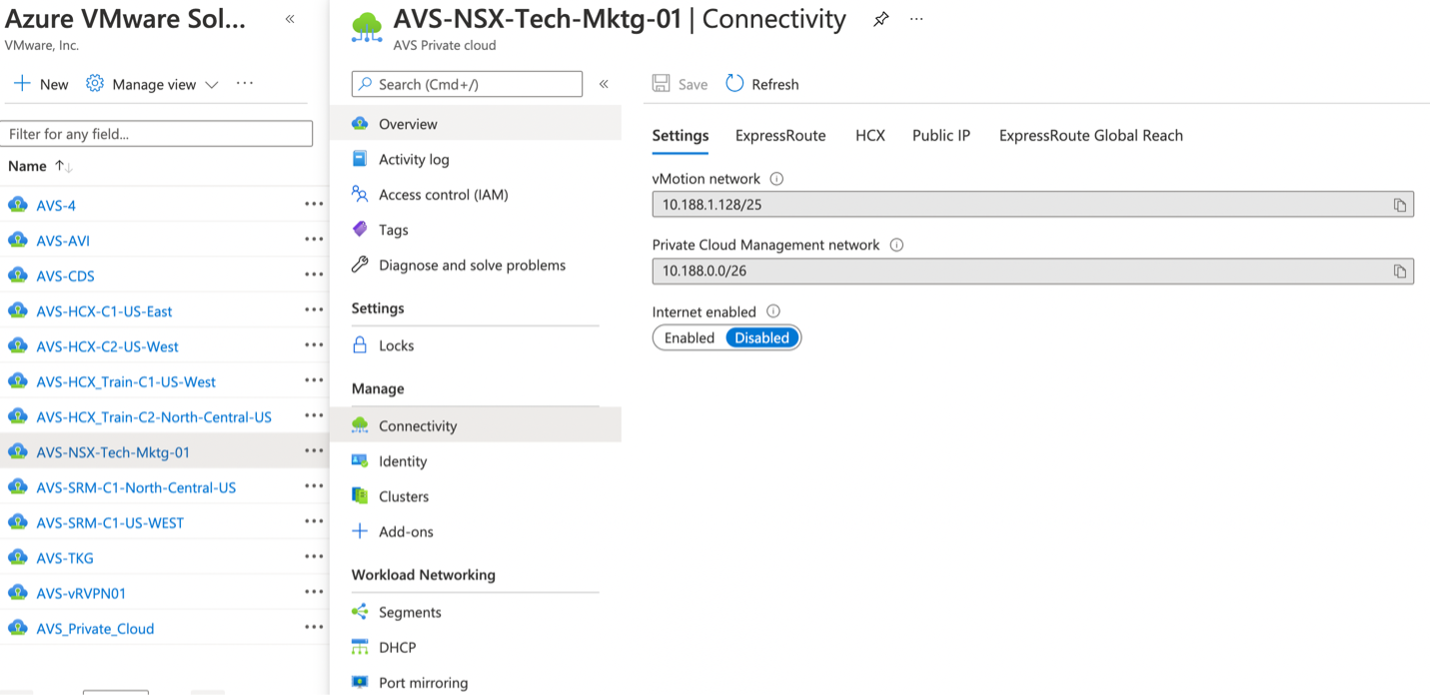 Under Manage, select Connectivity