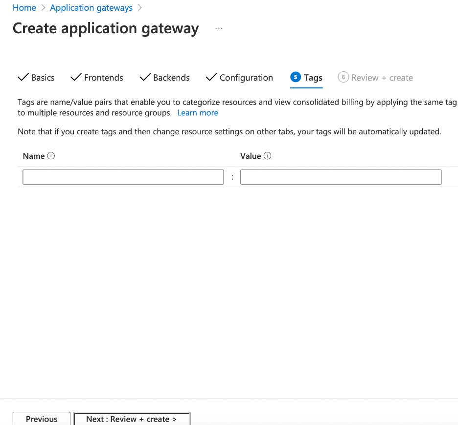 Review and Create Application Gateway