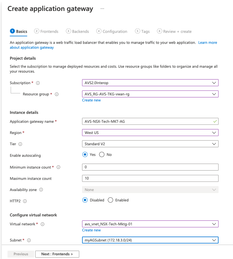 Create and Configure Application Gateway