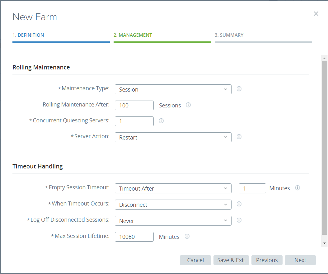 New Farm - Rolling Maintenance Example